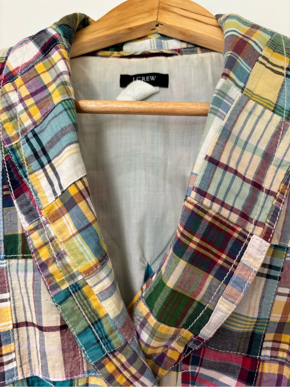 J. Crew Sz 8 Cotton Cropped Madras Tie Jacket Blazer Preppy Coastal Style EUC - Picture 4 of 9